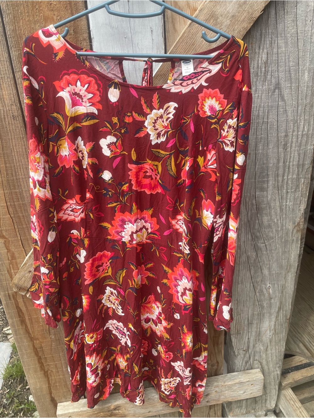 Old Navy Burgundy and Pink Floral Dress